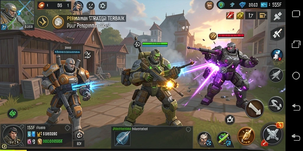 Tampilan gameplay strategis yang mendebarkan dalam 555F.