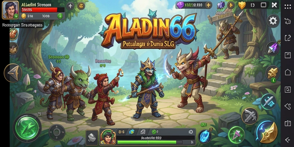 Screenshot gameplay ALADIN66 menampilkan aksi pertempuran dan pembangunan.