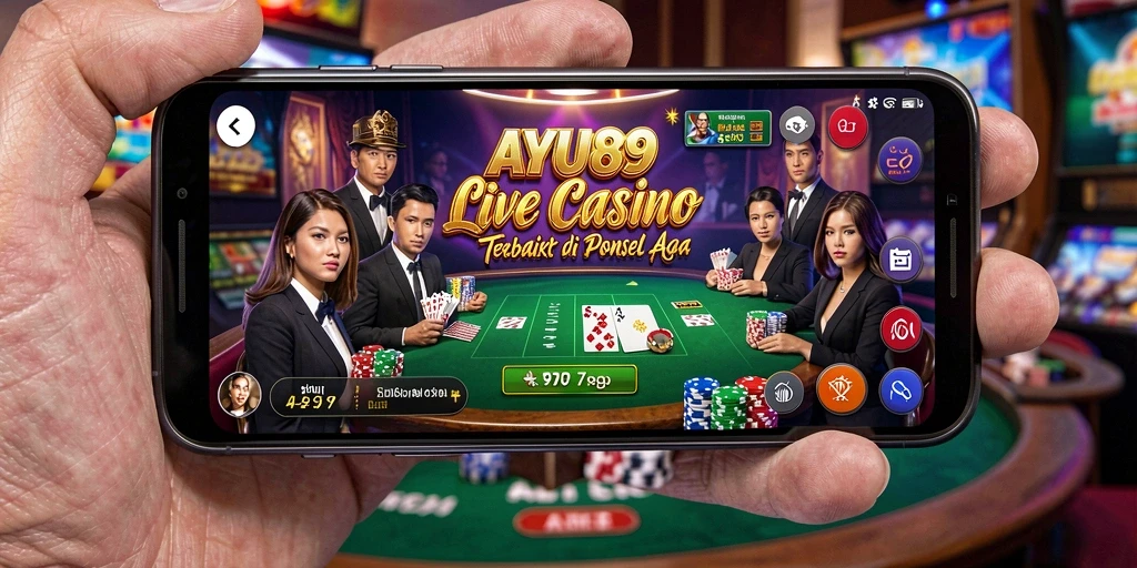 Tampilan permainan AYU89 dengan dealer langsung yang interaktif.