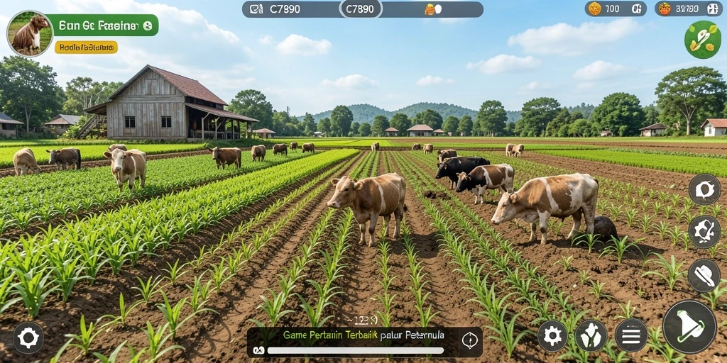 Tampilan screenshot C7890 menampilkan aktivitas bertani yang seru.