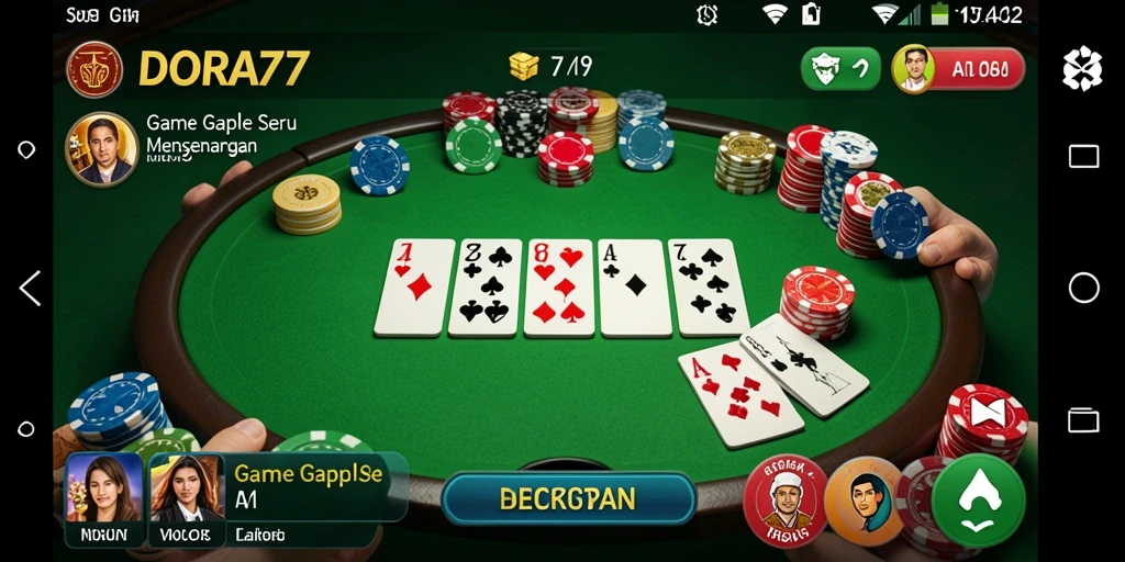 Screenshot DORA77 menampilkan permainan Gaple yang seru.