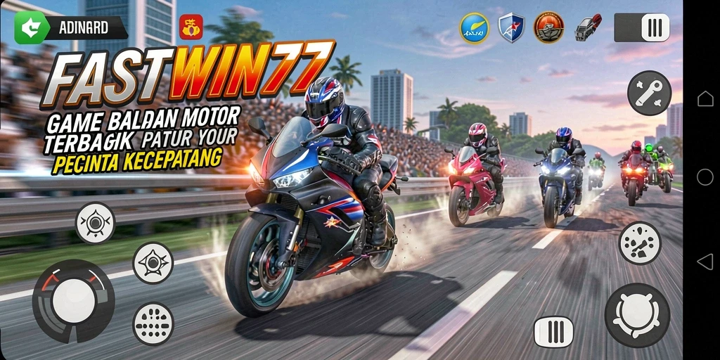 Tampilan gameplay balapan motor yang seru dan mendebarkan.