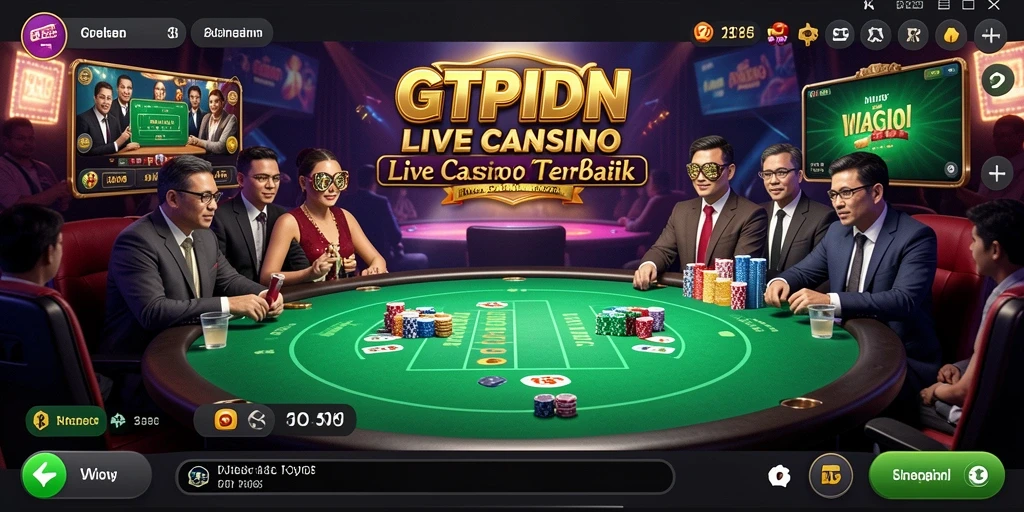 Screenshot gameplay GTPIDN dengan dealer dan pemain dalam suasana Live Casino.