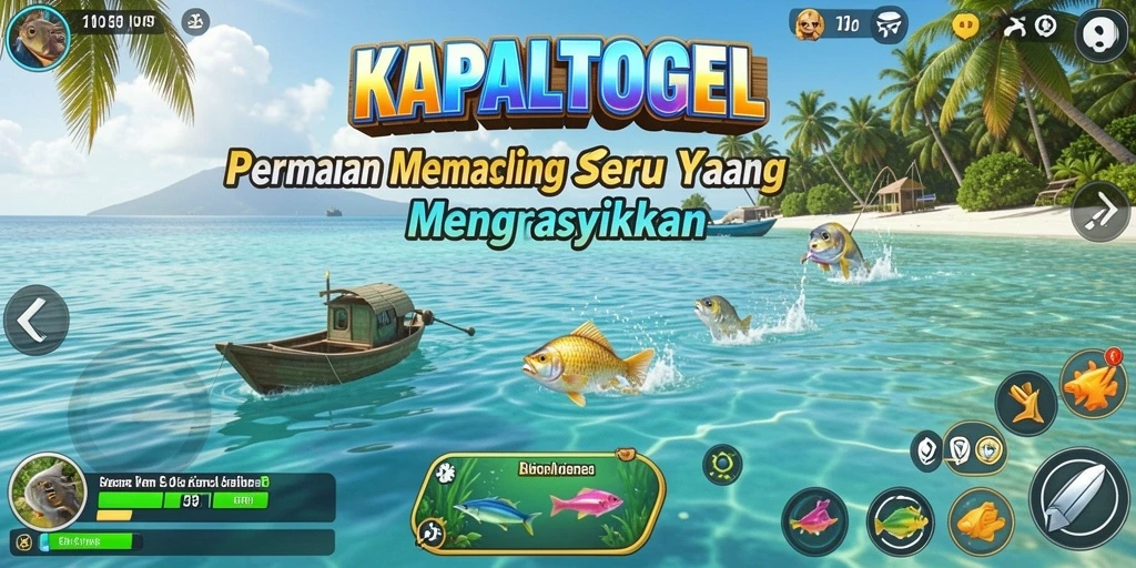 Gameplay KAPALTOGEL menampilkan keindahan memancing yang mengasyikkan.