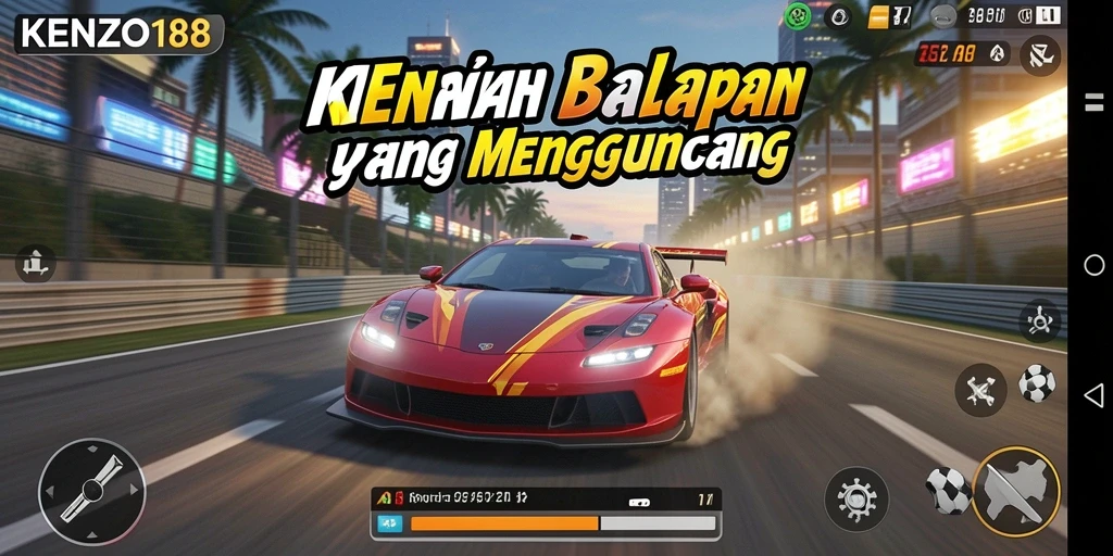 Screenshot dari gameplay seru KENZO188 dengan balapan mendebarkan.