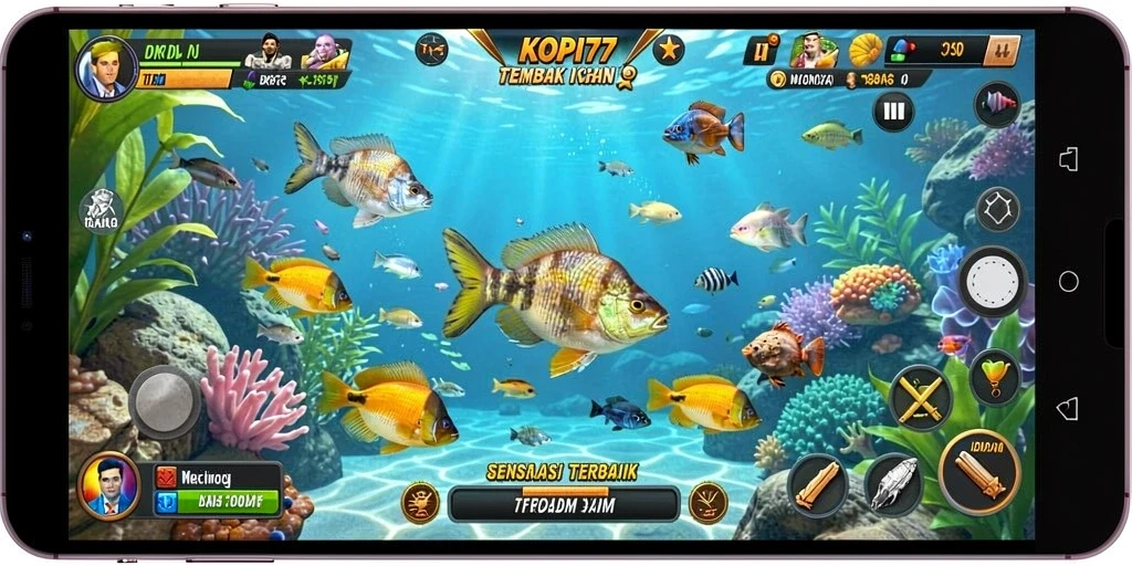 Screenshot KOPI77 menampilkan aksi menembak ikan yang seru dan mengasyikkan.