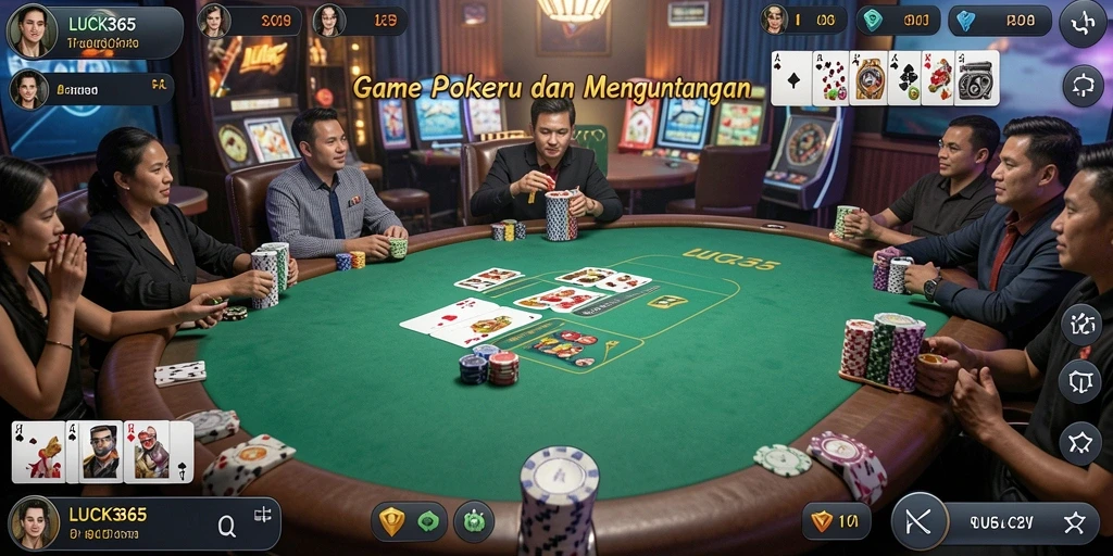Tampilan utama LUCK365 menampilkan suasana poker yang mendebarkan.