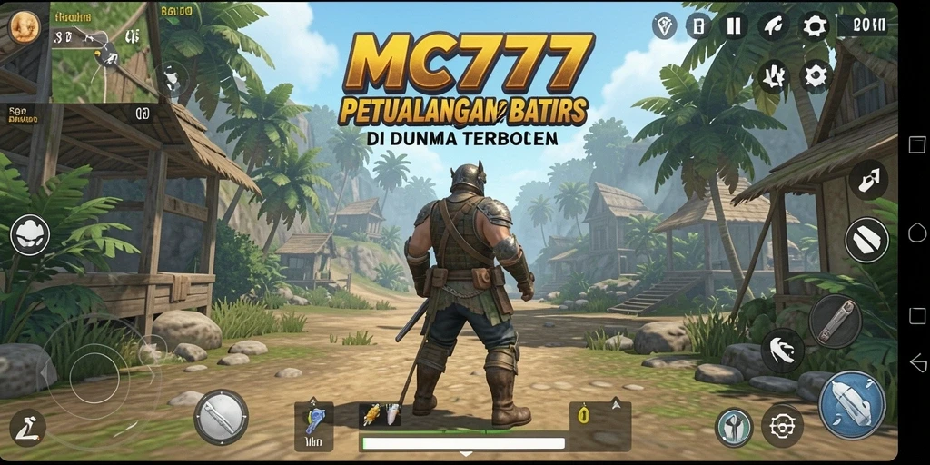 Screenshot menunjukkan pemain menjelajahi lanskap indah di MC777 dengan kebebasan penuh.