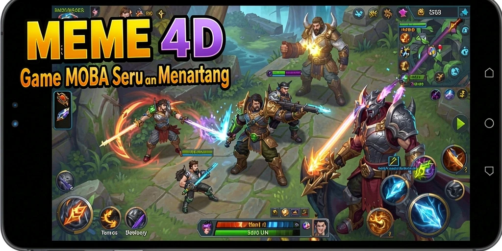 Tampilan pertarungan seru dalam game MOBA MEME4D.