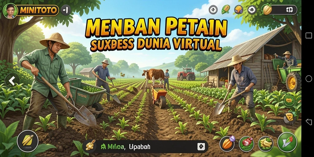 Tangkapan layar gameplay MINITOTO dengan suasana pertanian yang hidup.