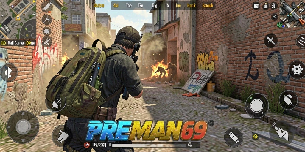 Menampilkan aksi seru dalam permainan TPS PREMAN69.