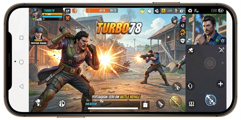 Gameplay seru TURBO78 dalam aksi Battle Royale.