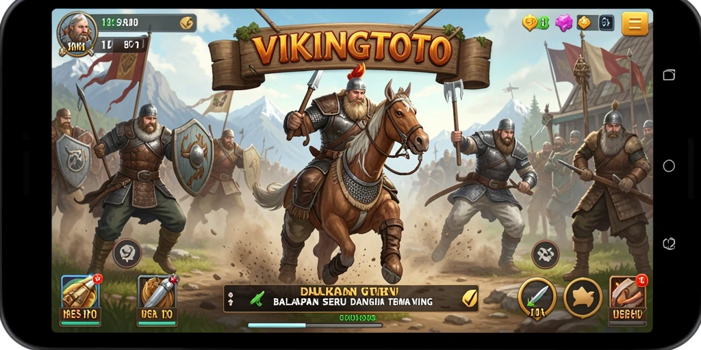 Tampilan gameplay seru VIKINGTOTO saat balapan di lintasan.