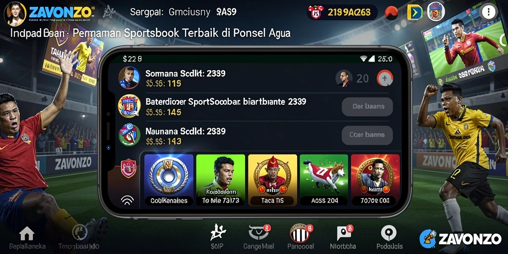 Tampilan menarik dari gameplay Sportsbook ZAVONZO yang menawarkan berbagai taruhan.