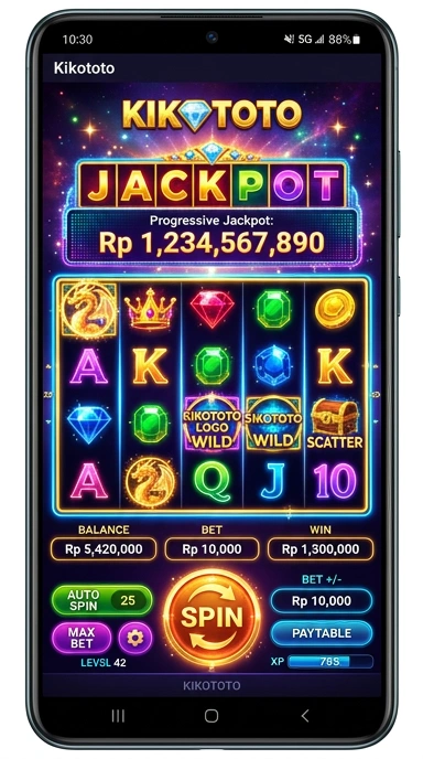 Tampilan utama aplikasi kikototo yang menarik.
